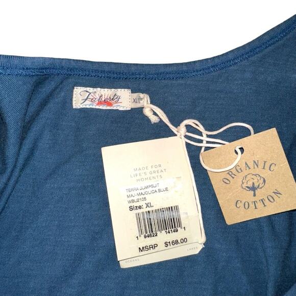 NWT Faherty Terra Drawstring Waist Sleeveless Organic Cotton Jumpsuit XL - Picture 5 of 11